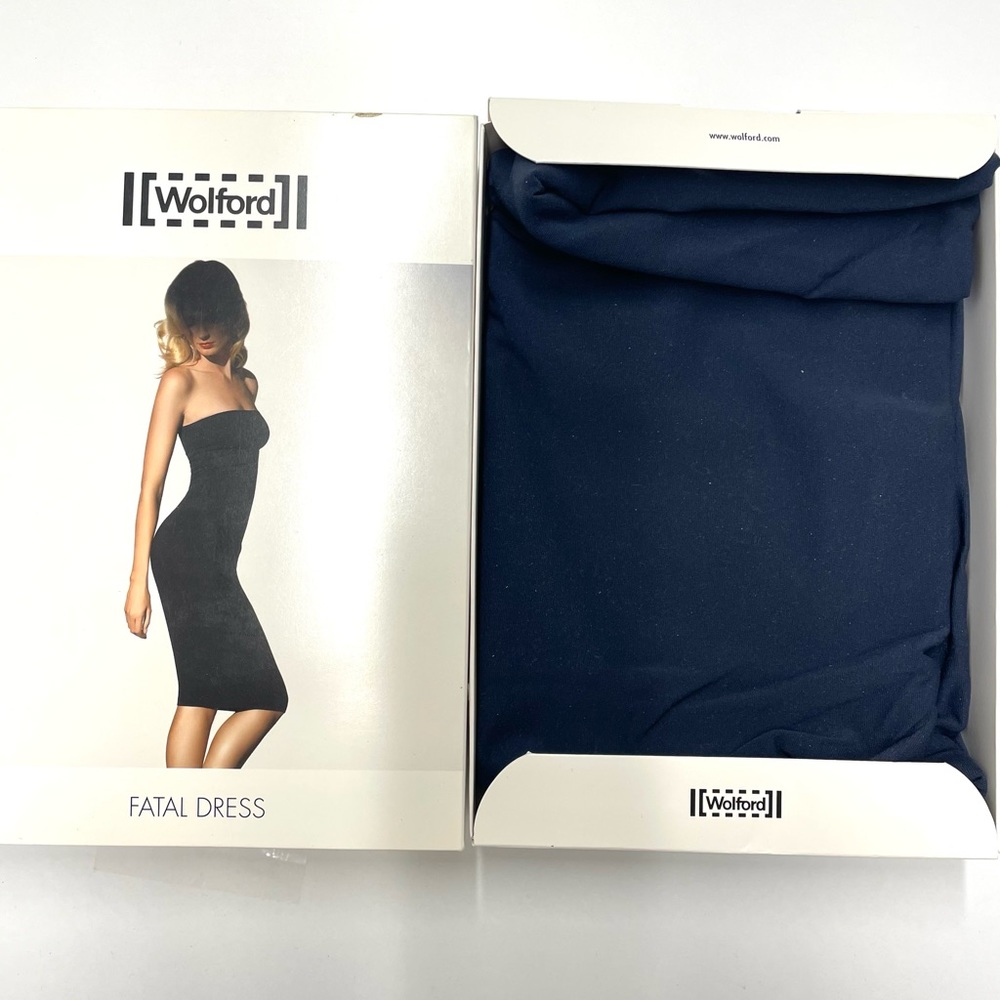 Navy Blue Wolford Fatal dress size Small.